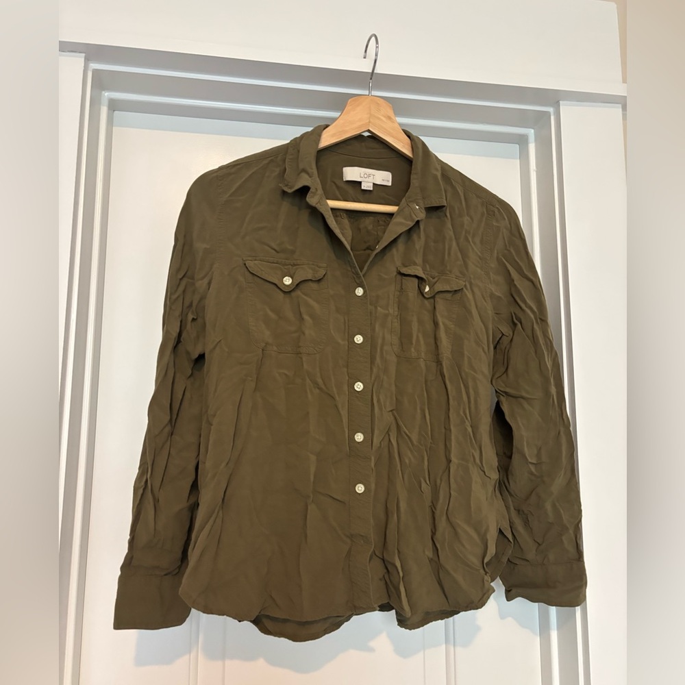 SOLD - LOFT Khaki Green Collared Shirt